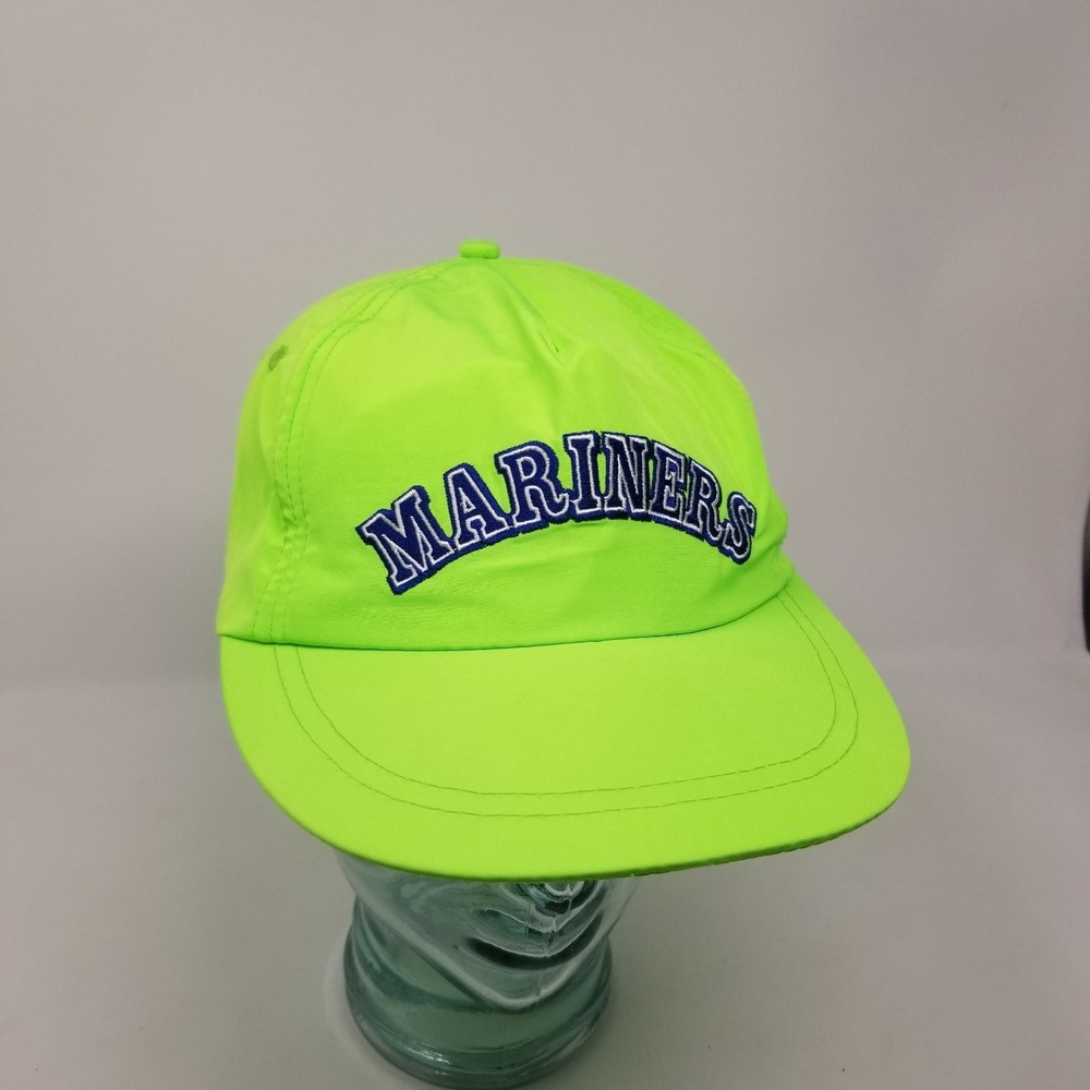 Seattle Mariners Lime Neon Green Nylon Snapback Hat - Picture 6 of 11